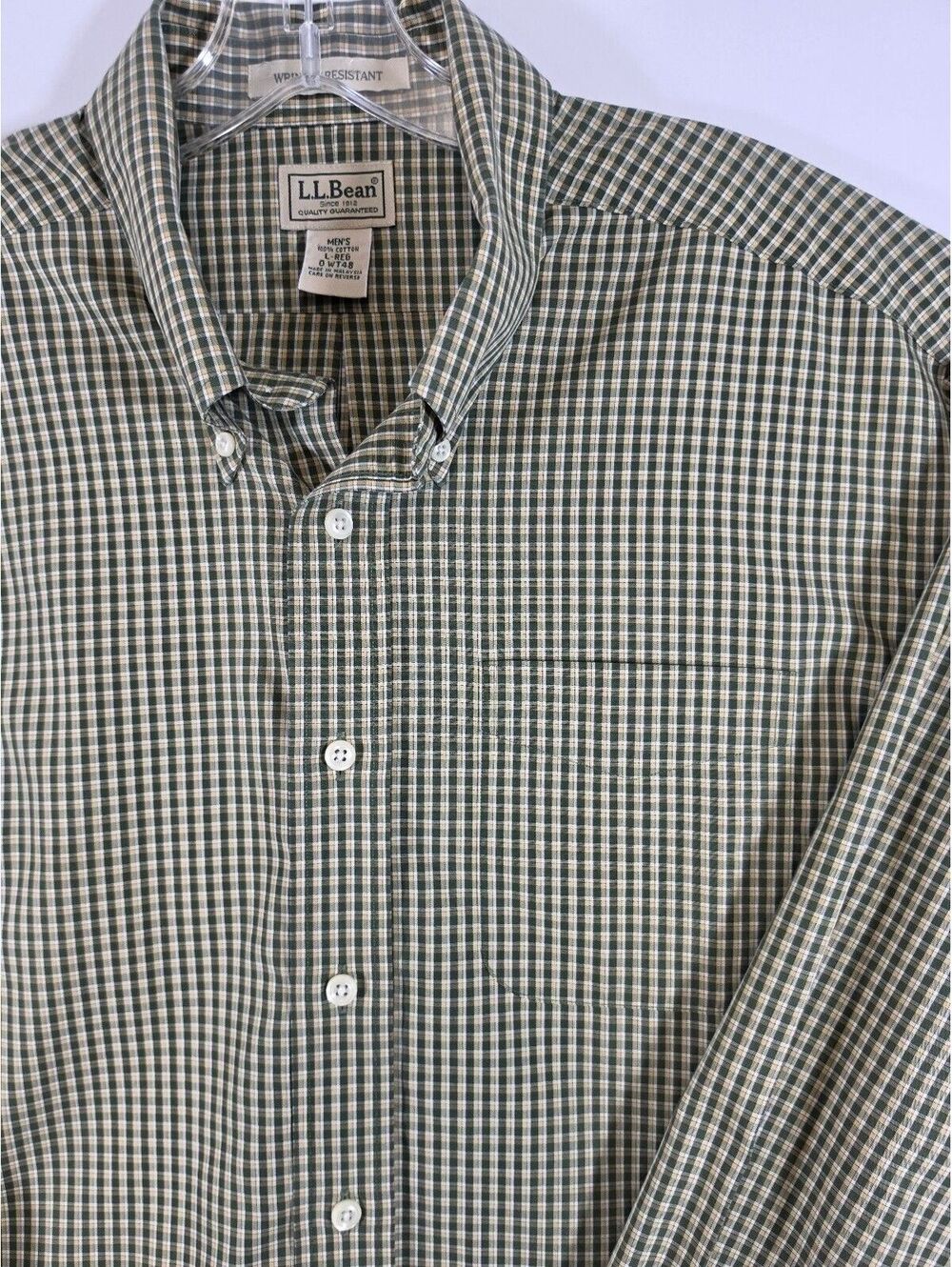 L.L.Bean Men's Wrinkle Resistant Long Sleeve Button-Down Shirt, Size L Regular
